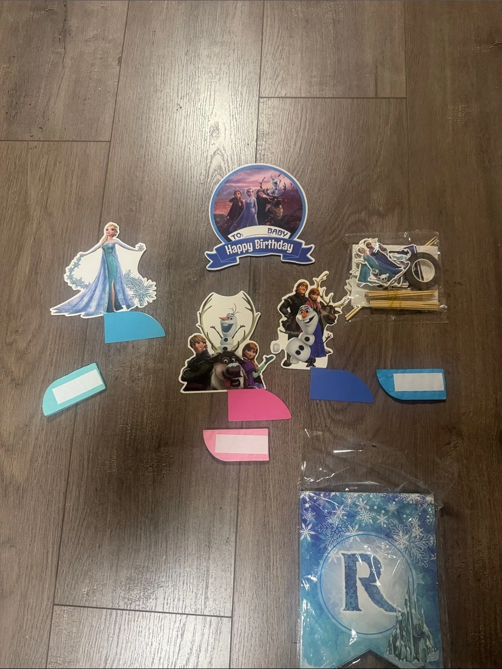***2/$15*** Frozen Birthday Cake Toppers and Banner Pieces - Blue, Pink, White